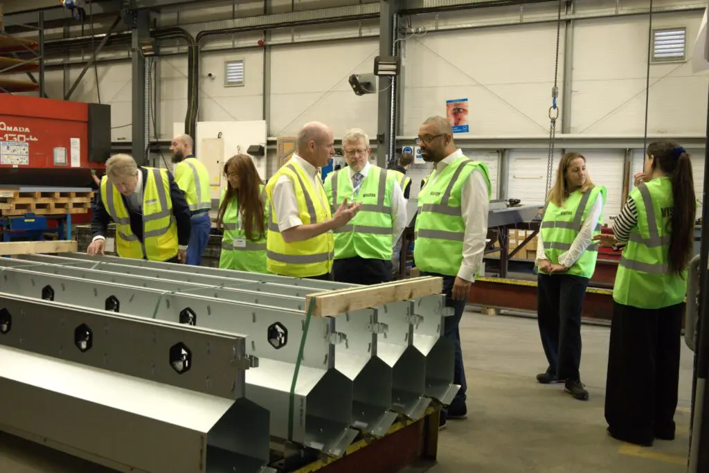 James Cleverly is shown the Wade and Gatic Manufacturing Facility. Pictured with Gatic Slotdrain.